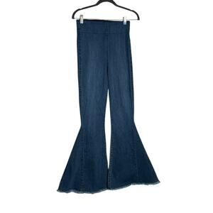 Show Me Your Mumu Blue Bell Bottom Flare Leg Raw Hem Denim Blue Jeans Medium